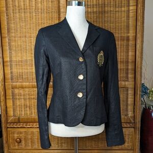 Ralph Lauren Linen Gold Button Crest Emblem Bolero Blazer SIZE 8